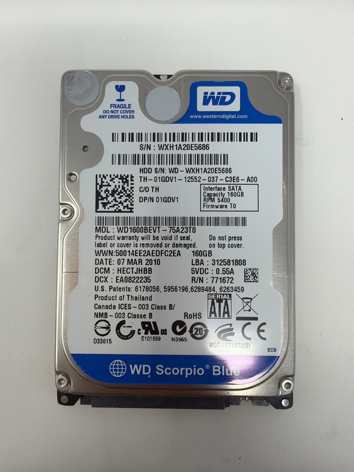 Western Digital WD1600BEVT-75A23T0 160GB SATA Grade B