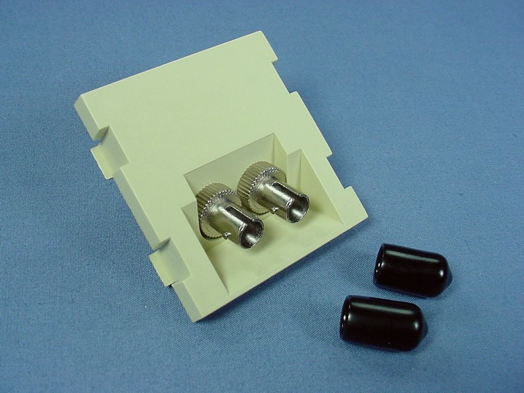 Leviton Ivory MOS SM/MM Duplex ST Fiber Optic 45° Coupling Module 41292-2TI