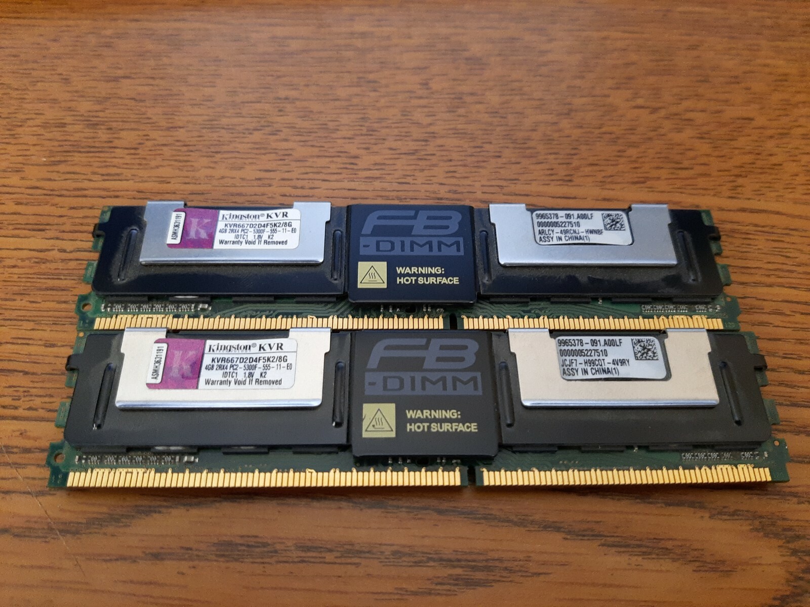 Lot of 2x4GB 8GB KIT Kingston KVR667D2D4F5K2/8G  2Rx4 PC2-5300F Memory