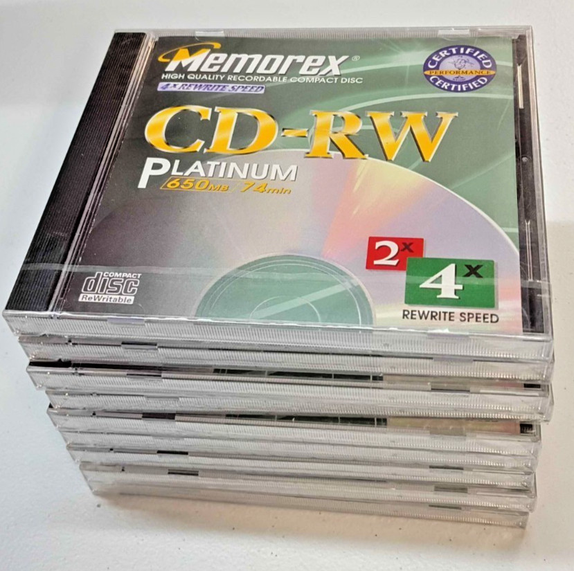 Memorex CD-RW Platinum 4x Rewrite Speed 650 MB 74 Min New Lot Of 9