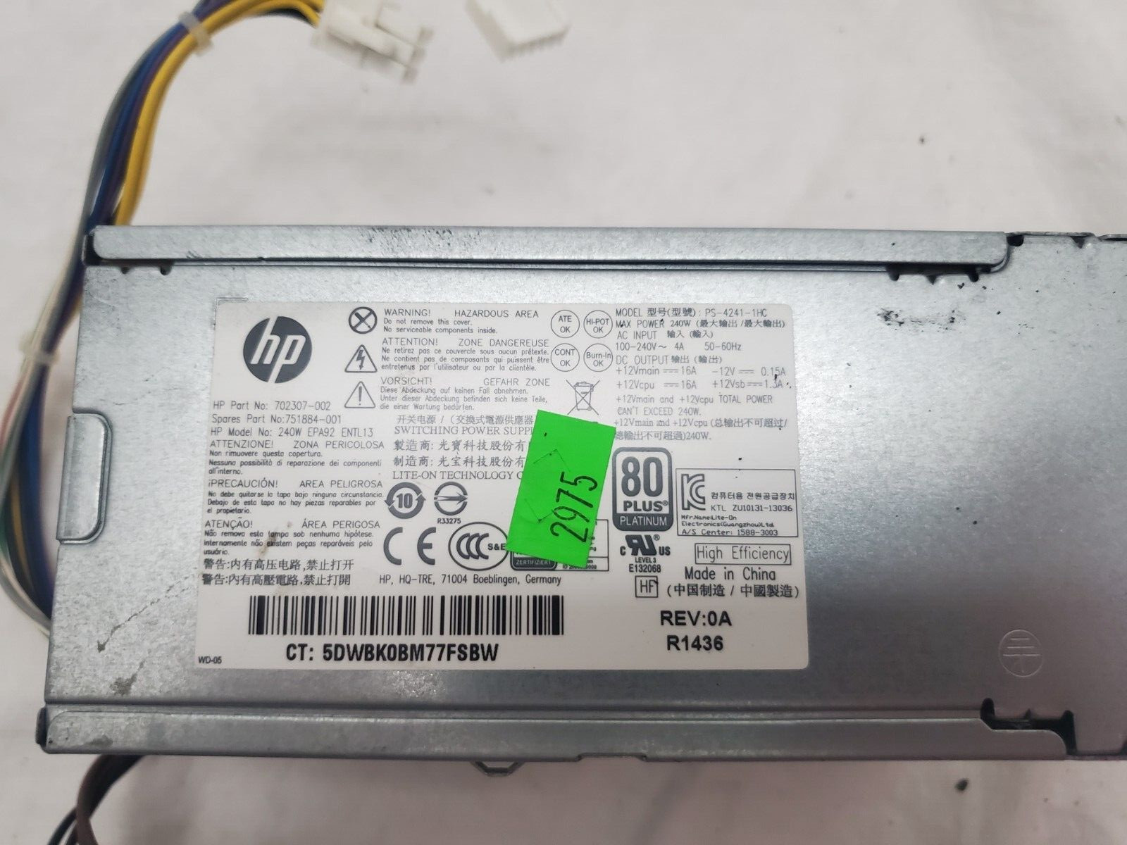 HP 240W Power Supply PS-4241-1HC REV 0A 702307-002 751884-001