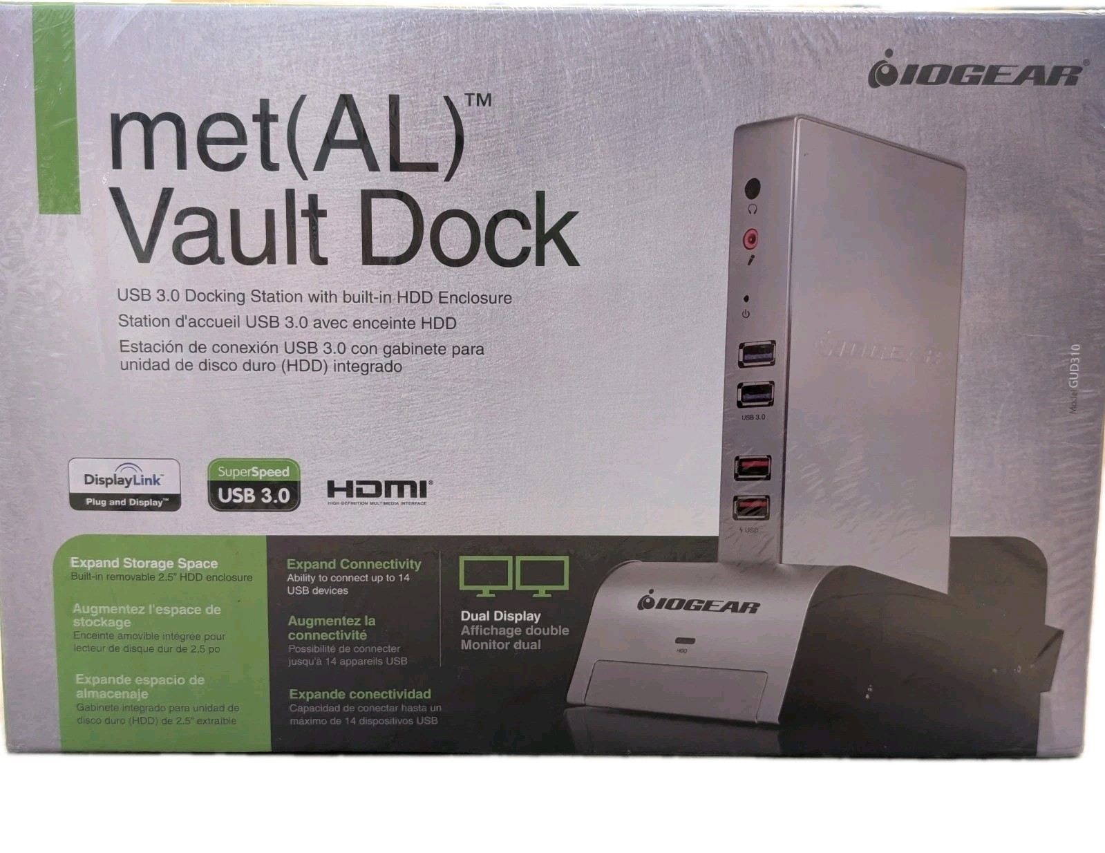 IOGEAR Met(AL) Vault Dock USB 3.0 Docking Station Built In HDD Enclosure SEALED 