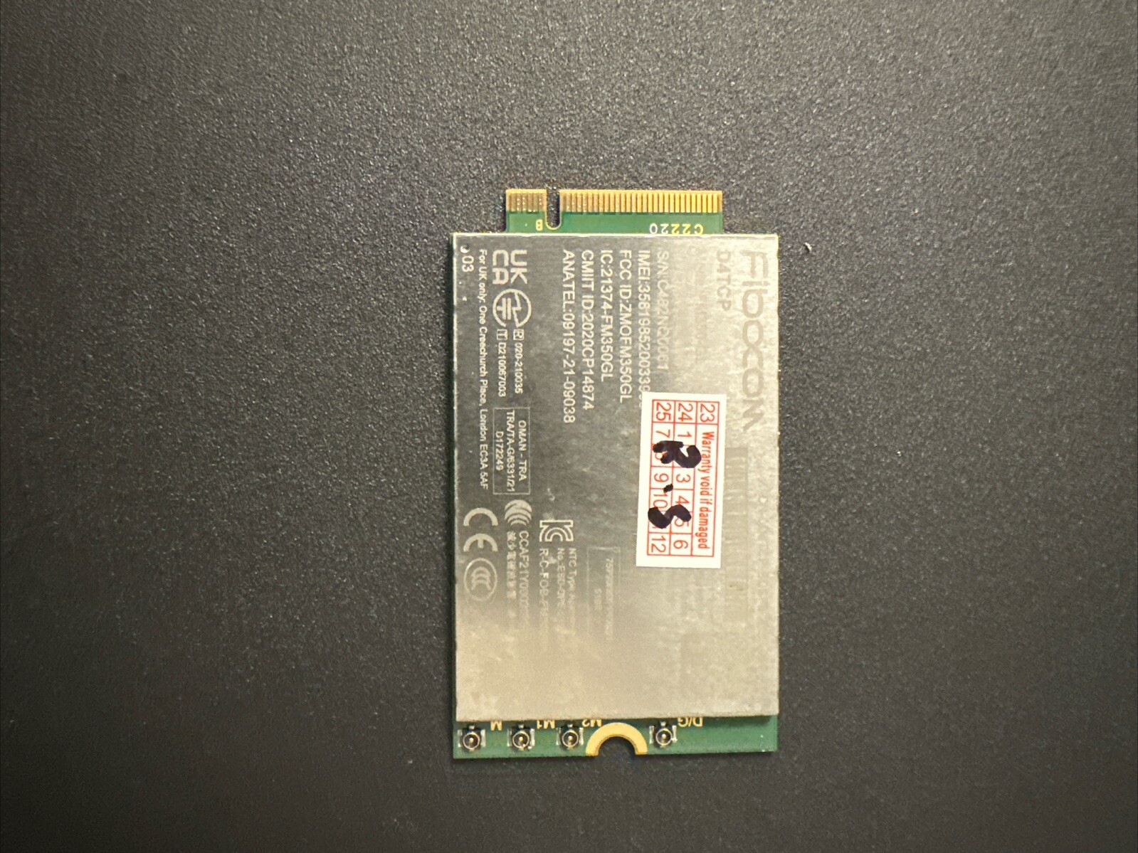 Dell Latitude 5531 9330 3571 Laptop Fibocom FM350-GL DW5931e 5G M.2 YCGC8 W24