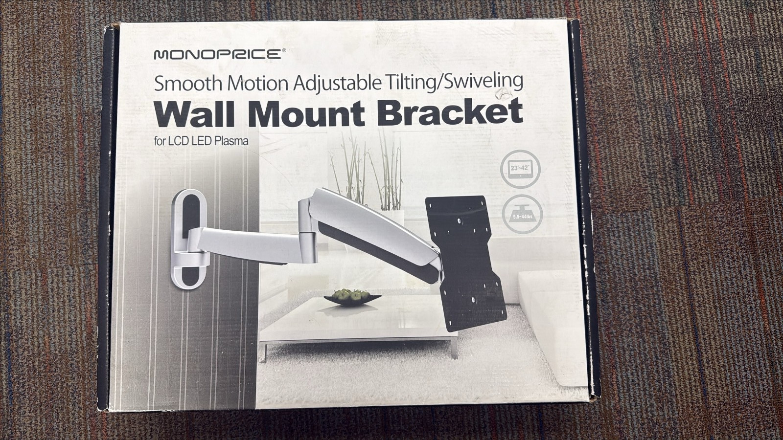 Monoprice PID 9744 Full Motion TV Wall Mount 23”-42” 44lb VESA 200x200