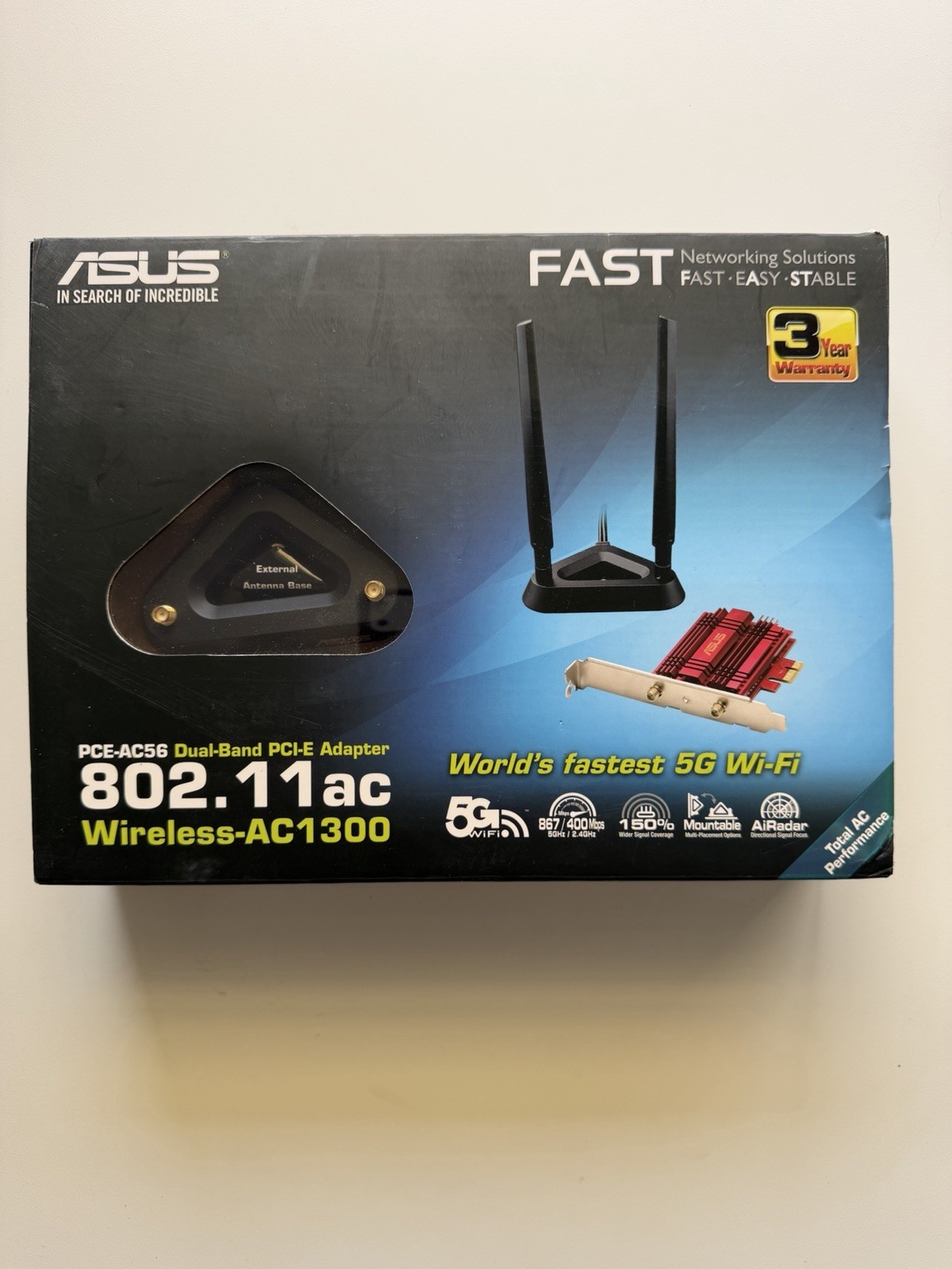 ASUS PCE-AC56 AC1300 Dual Band PCI-Express WIFI Adapter Network Card