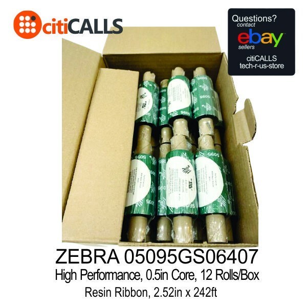 Zebra 05095GS06407 Resin Ribbon 2.52inx242ft 5095 High Performance QTY=12