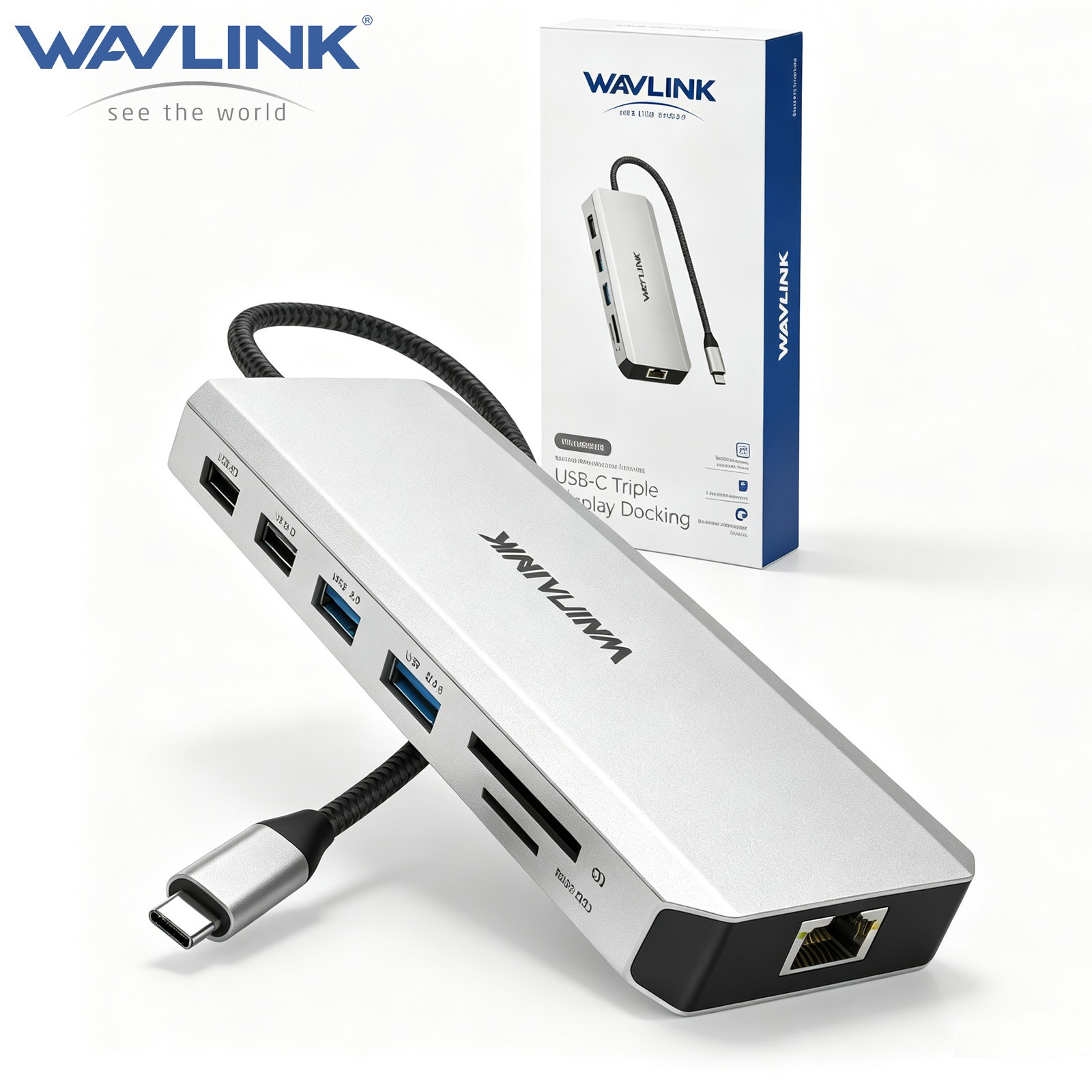 WAVLINK USB C Hub 12-in-1 Laptop Docking Station 3 Monitors 4K HDMI Dual DP PD