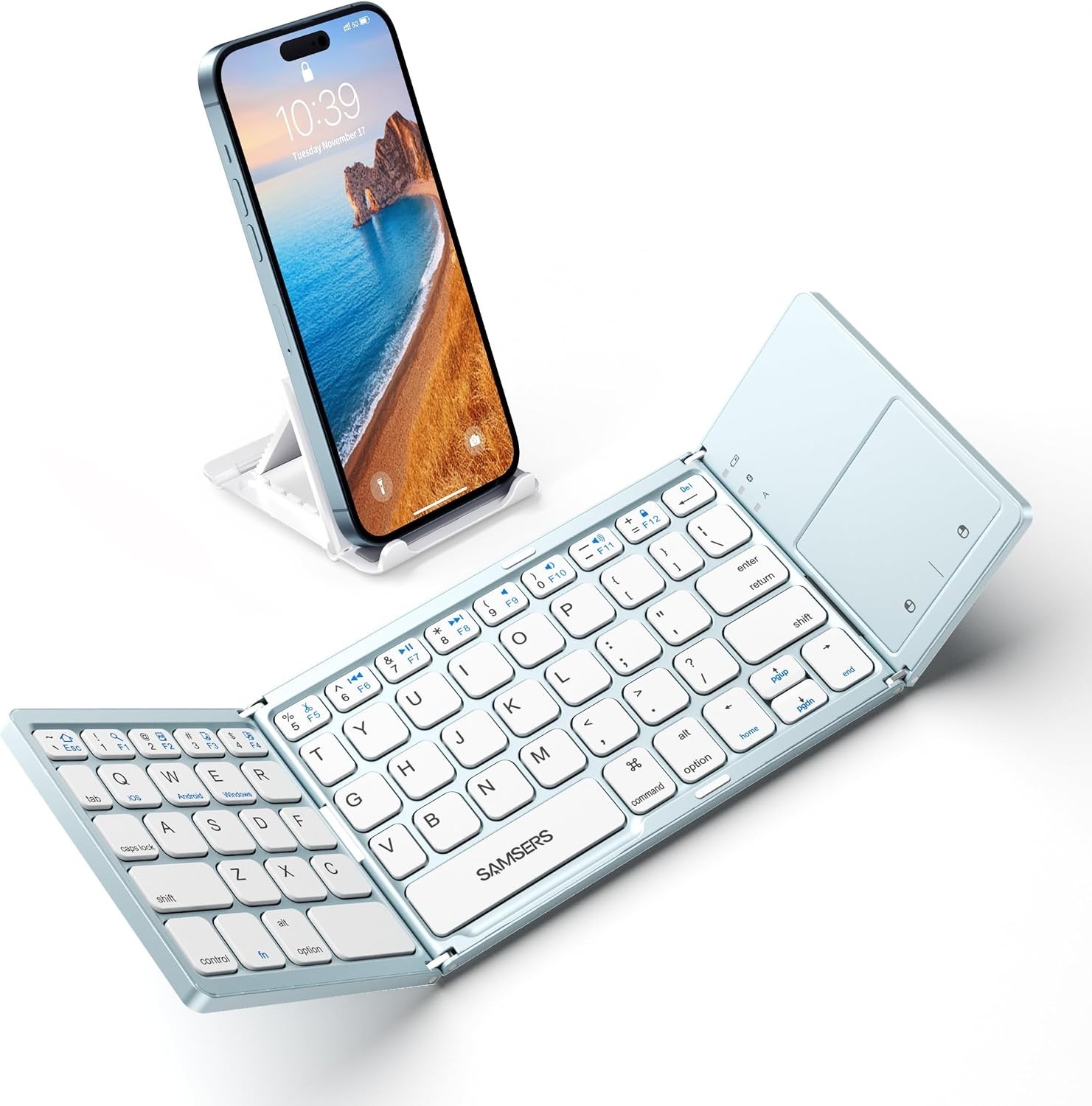 Samsers Foldable Bluetooth Keyboard with Touchpad – Blue