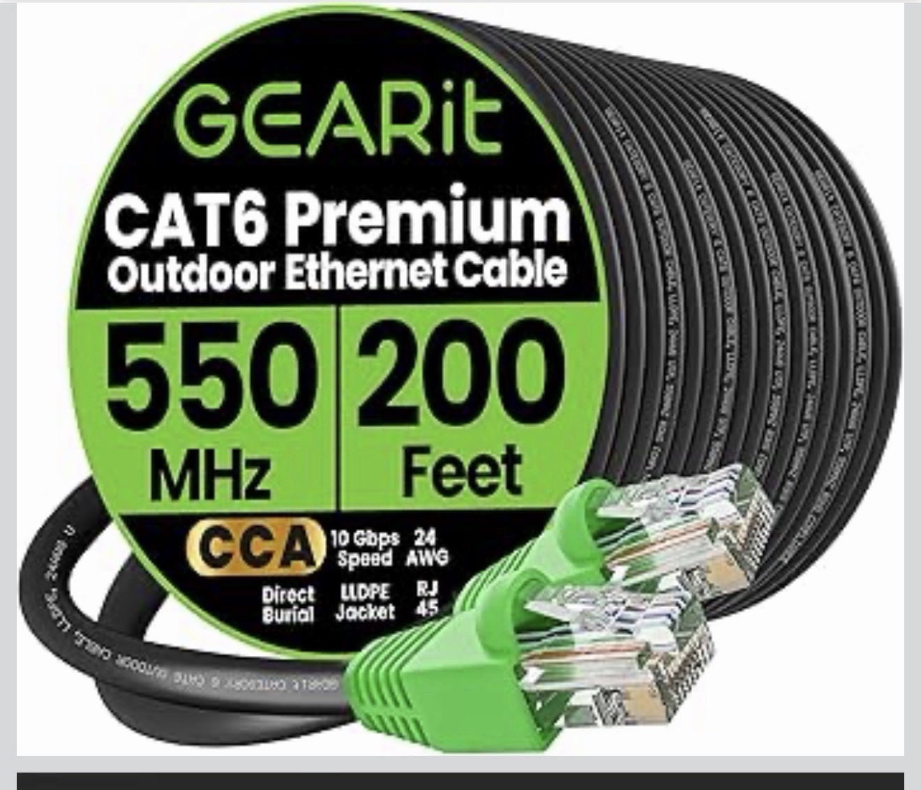GEARit RJ45 Cat-6 Ethernet Patch Cable, 10Gpbs Transfer Speed, Gold-Plated