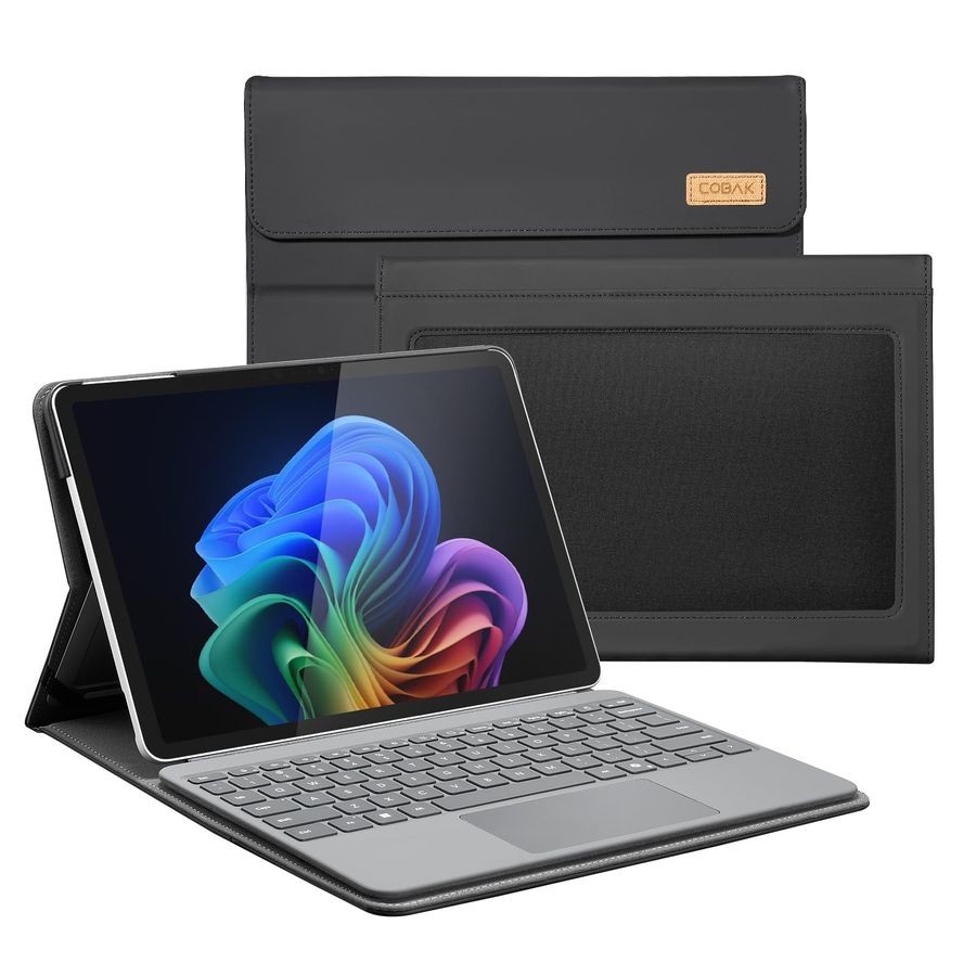Black Case for Microsoft Surface Pro 12" 2025 Multi-Angle Stand Stylus Holder