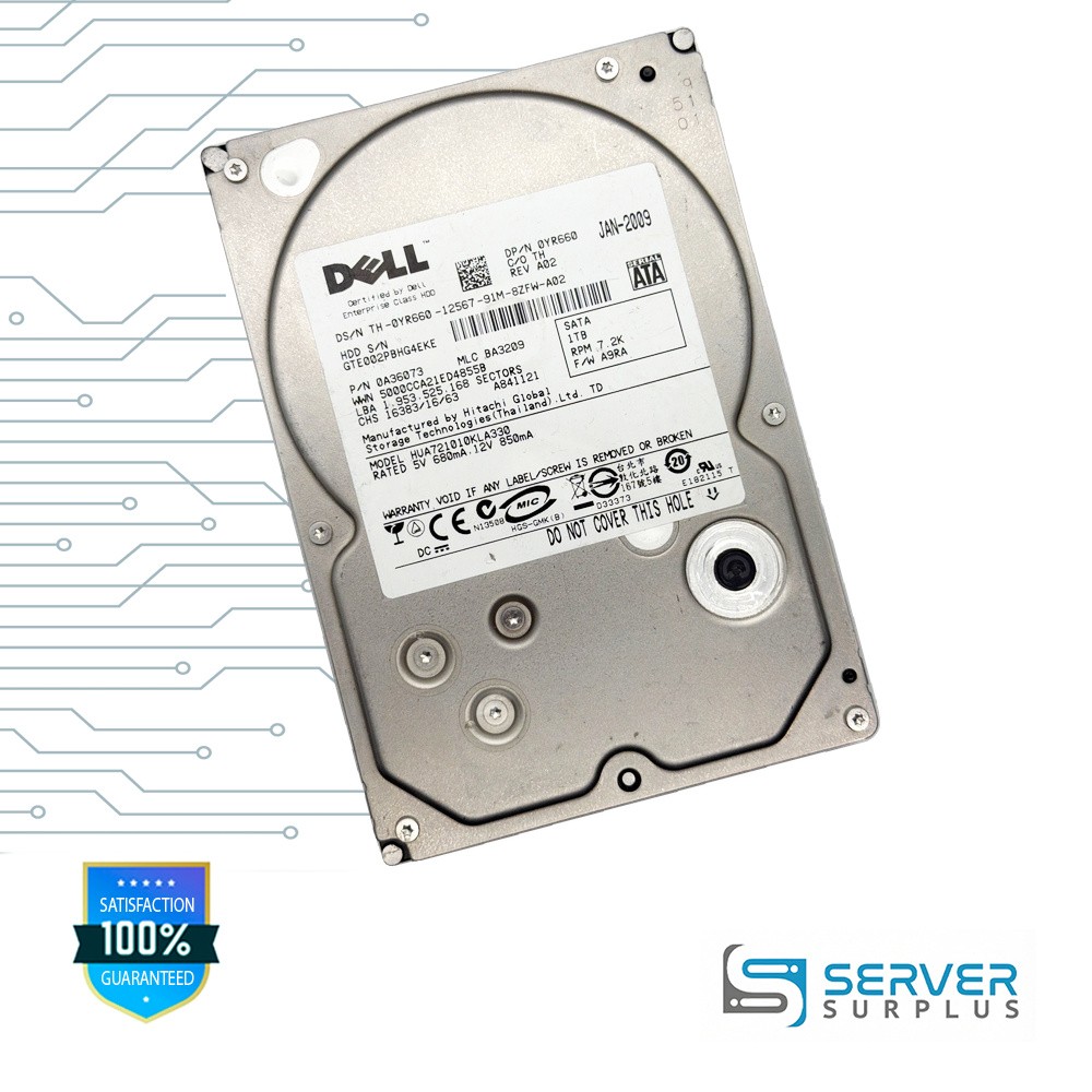 Dell HUA721010KLA330 1TB SATA 7.2K 3.5 in Enterprise HDD | 0YR660 | 0A36073