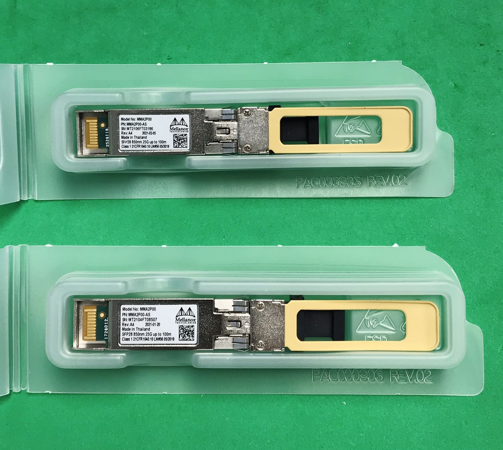 [Lot of 2] MELLANOX MMA2P00- 25Gb/s SFP28 850nm Multimode Optical Transceivers