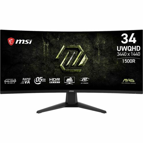 MSI MAG 346CQDF E20 34  Class UW-QHD Curved Screen Gaming LCD Monitor - 21:9 - M