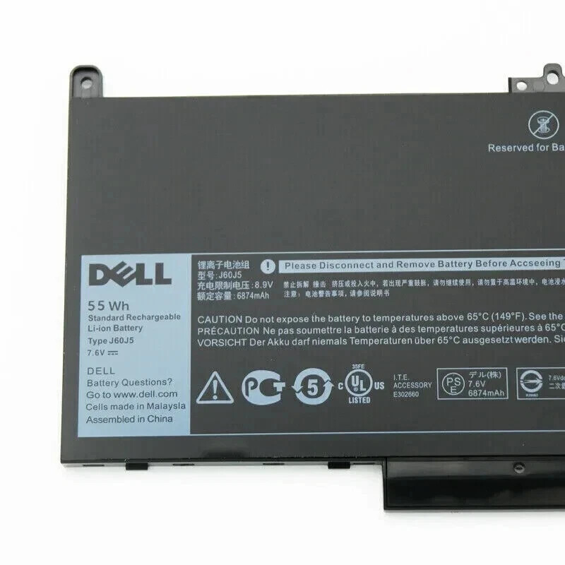 NEW OEM J60J5 55wh Battery For Dell Latitude E7270 E7470 14 E7470 P61G001 242WD