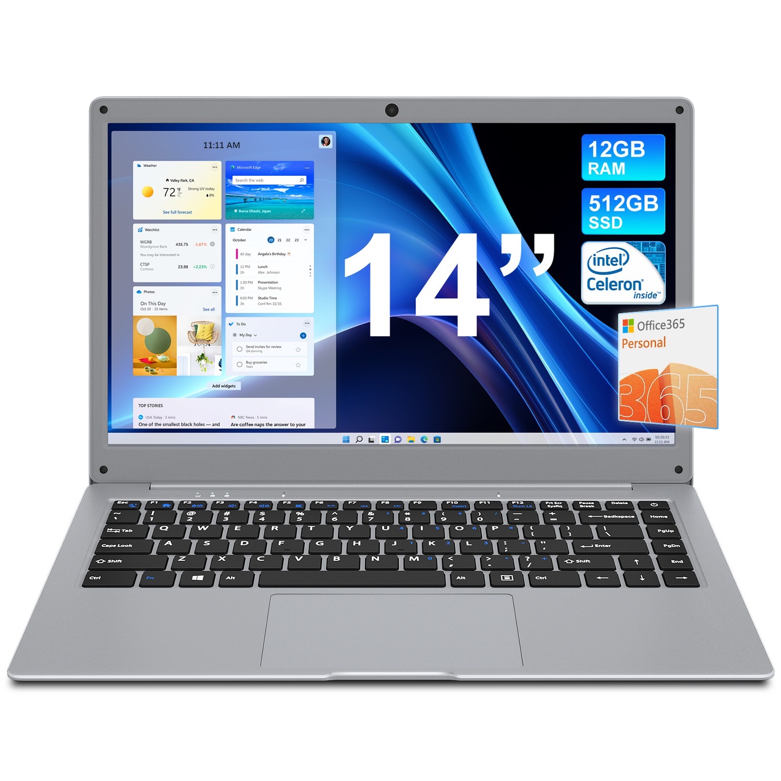 Jumper 14" Laptop, 8GB RAM, 512GB SSD, Intel Celeron, Win11, FREE Microsoft 365