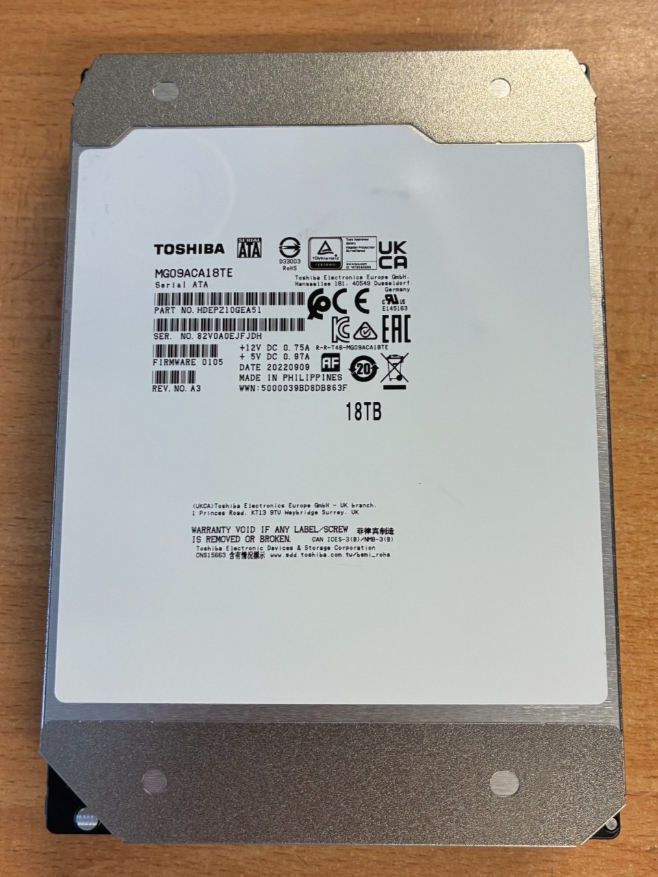 MG09ACA18TE Toshiba 18TB SATA Hard Drive 100% Health Fully Tested - £300 + VAT