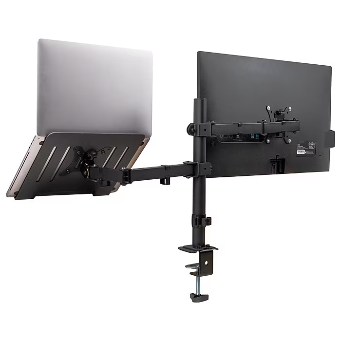 Mind Reader Adjustable Dual Arm Monitor and Laptop Desk Mount for 17" - 32"