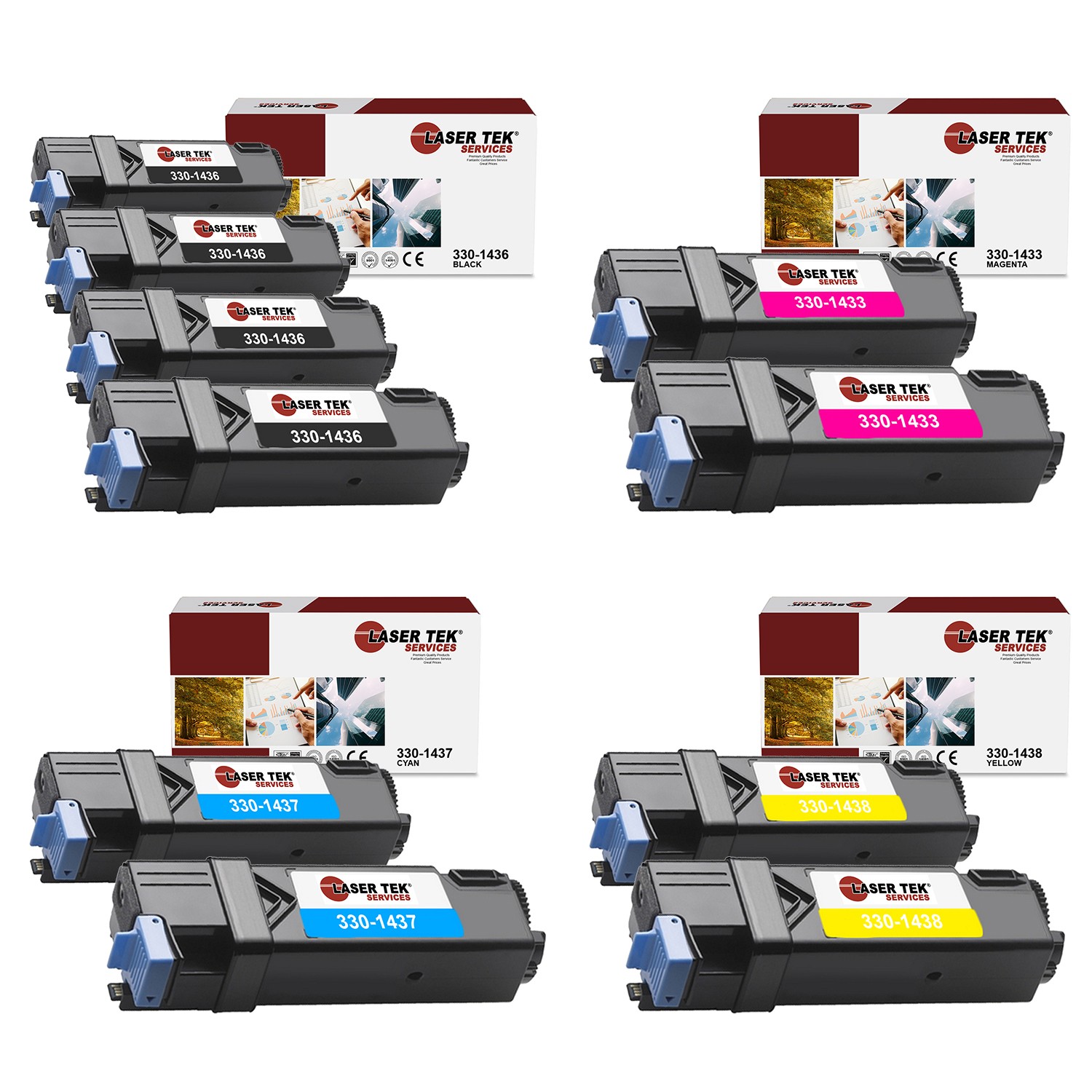10Pk LTS 2130 B C M Y Compatible for Dell 2130CN 2135CN Toner Cartridge