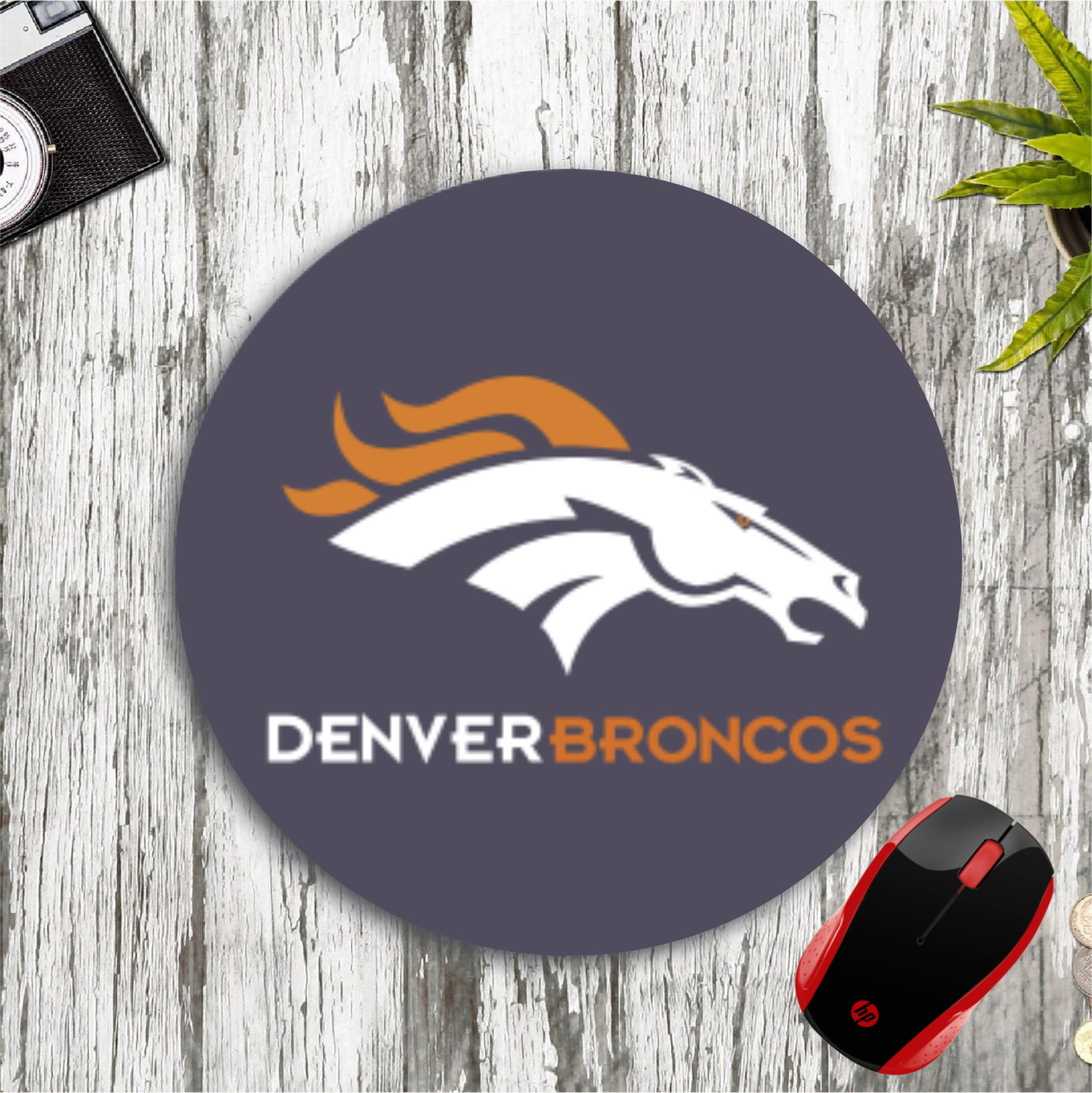 DENVER BRONCOS CUSTOM 8" ROUND NEOPRENE MOUSEPAD DESK MAT SCHOOL HOME OFFICE D3