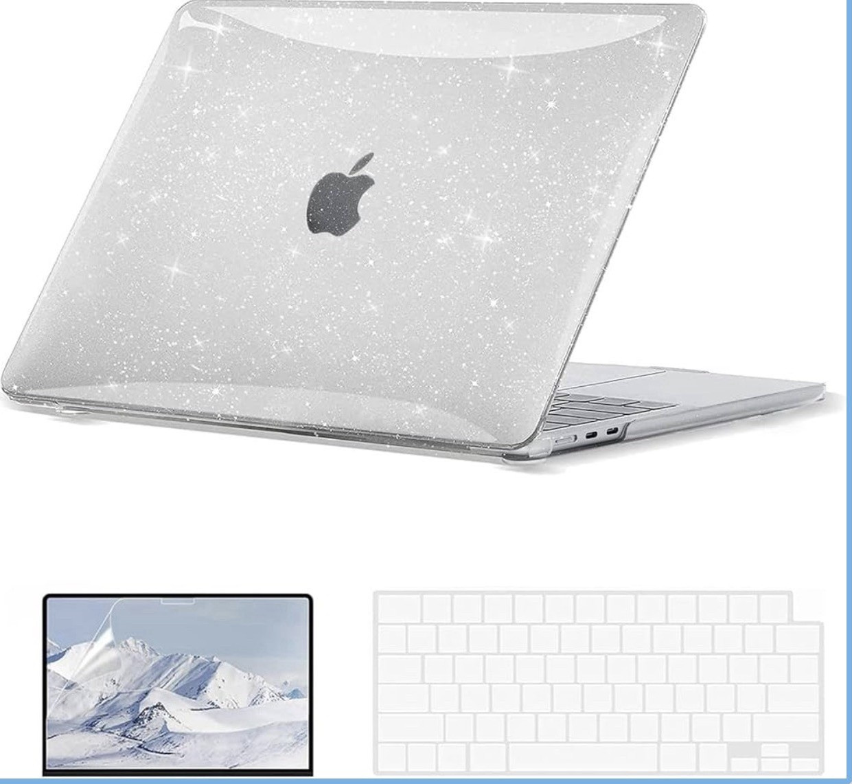 EooCoo Clear Glitter Hard Shell Case Water-Resistant for MacBook Air 13.6"