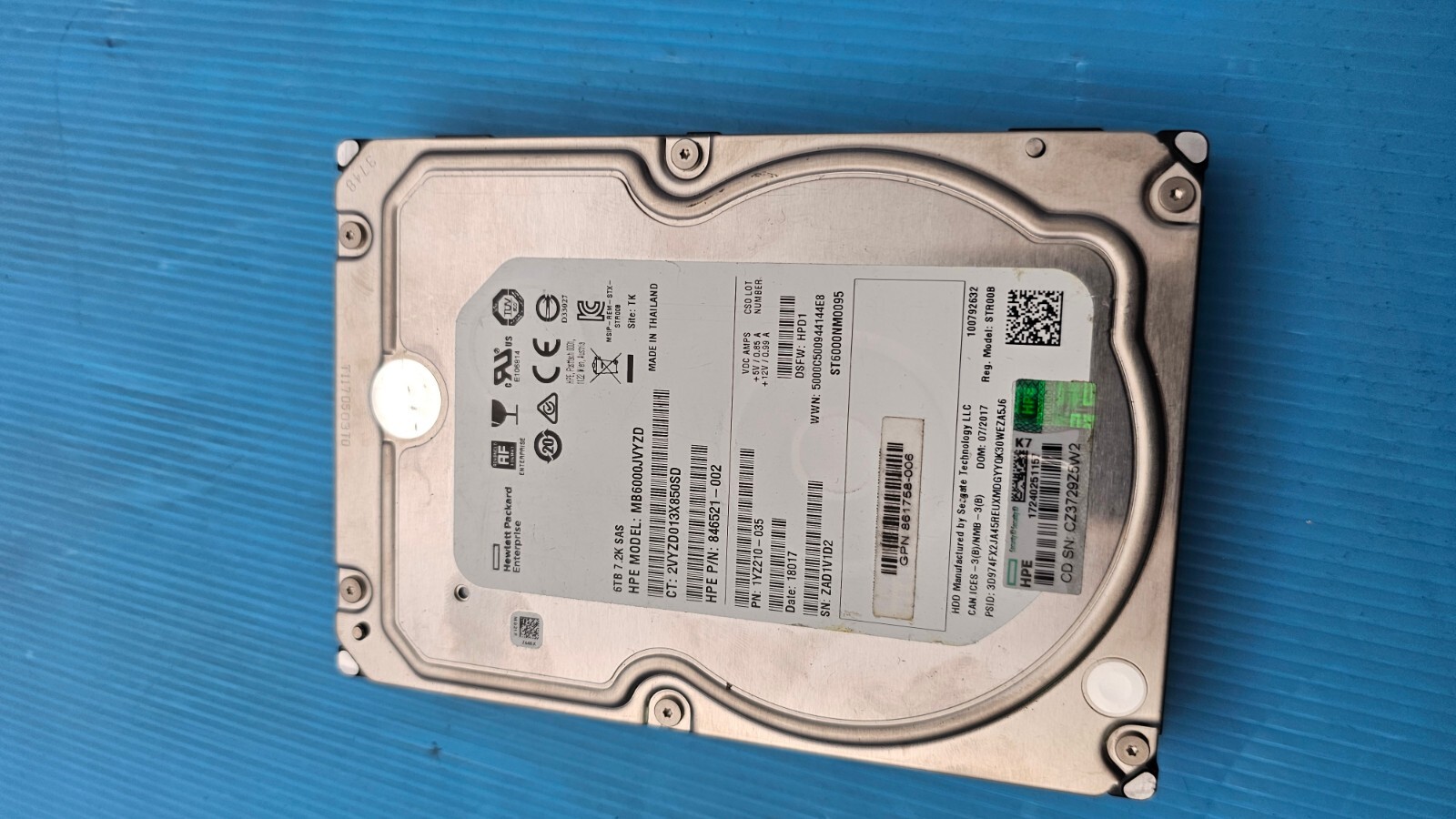 HP 846521-002 6TB 7.2K RPM 3.5" SAS Hard Drive HDD Seagate MB6000JVYZD