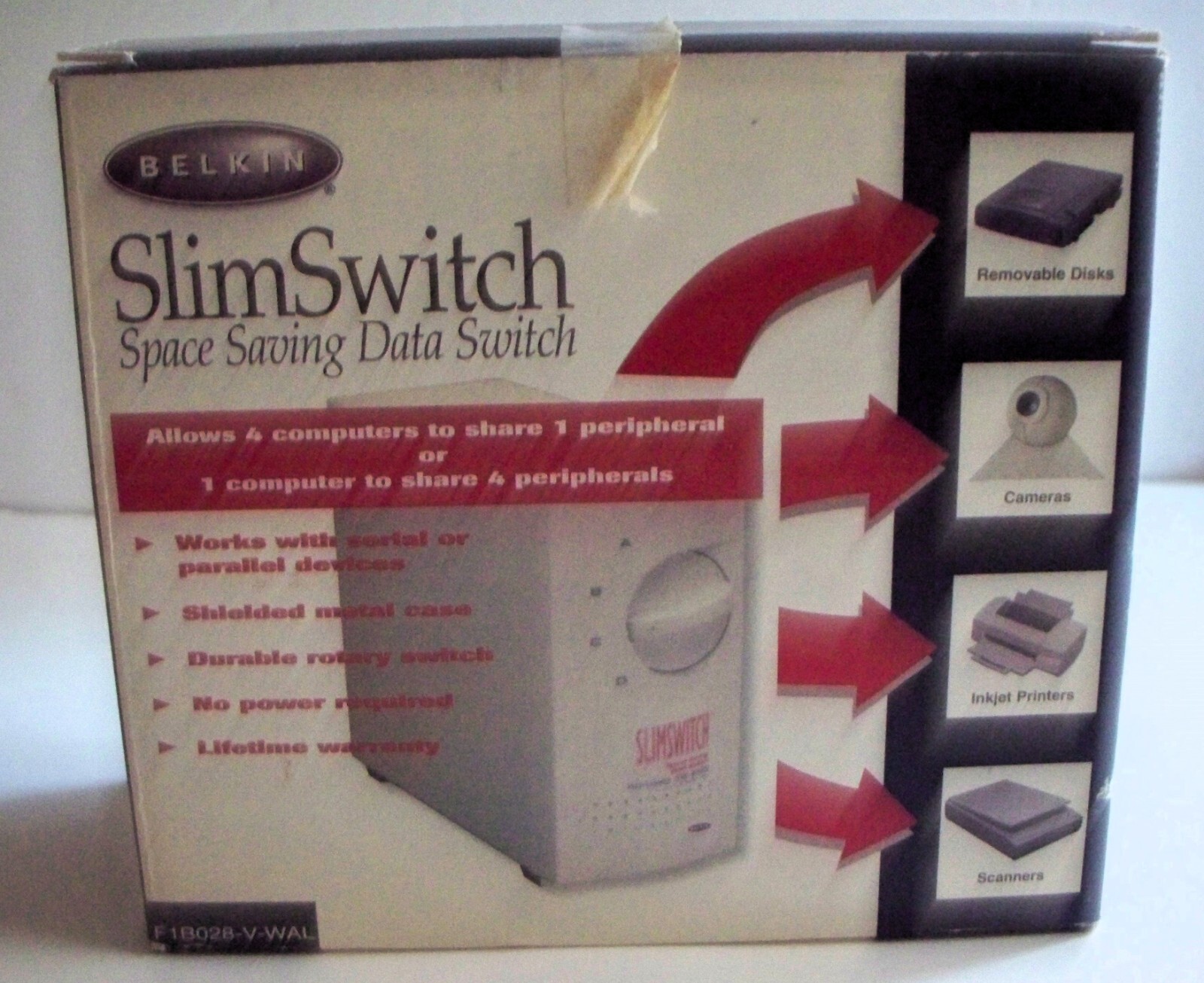 Belkin® SlimSwitch (F1B028V) 4 Port Slim Switch Space Saving Data Switch