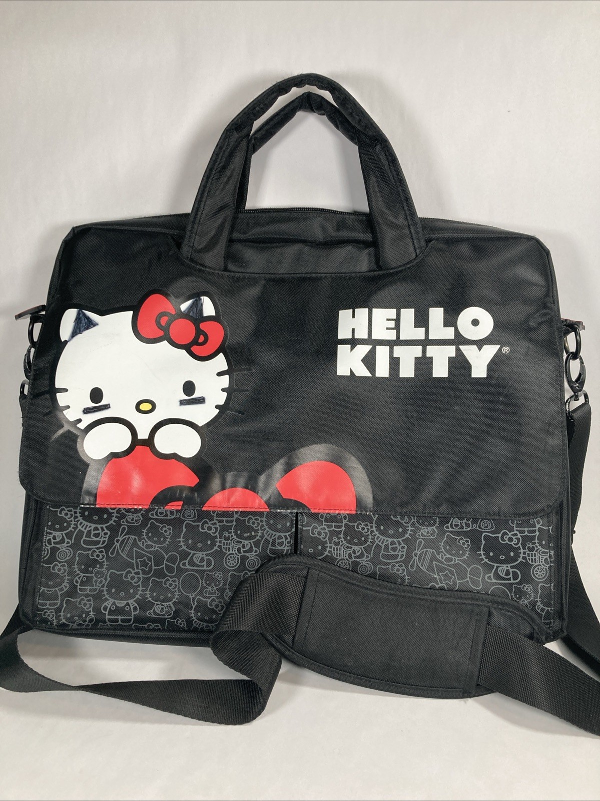 Hello Kitty Black Laptop Computer Messenger Bag 15” Travel Case CUTE