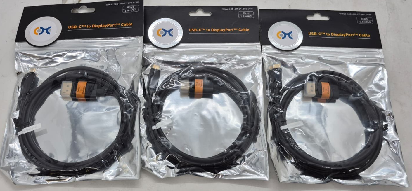 Lot of 3 Sealed 6ft 1.8M CableMatters USB-C to DisplayPort Cables