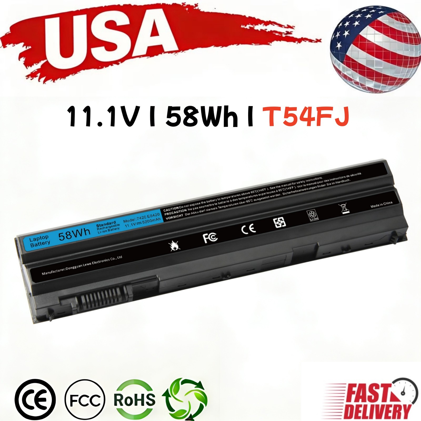 ✅LOT 58WH T54FJ Laptop Battery for Latitude E6440 E6430 E6420 Inspiron 4420 4520