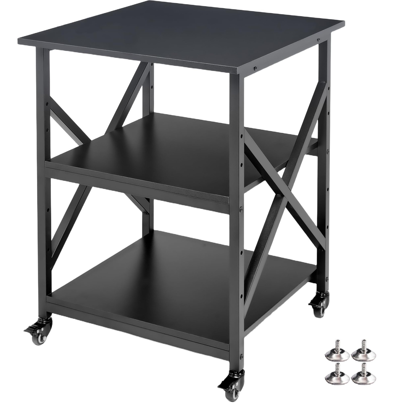 23.6"x23.6"x30.1" Large Printer Stand with Adjustable Storage Shelf