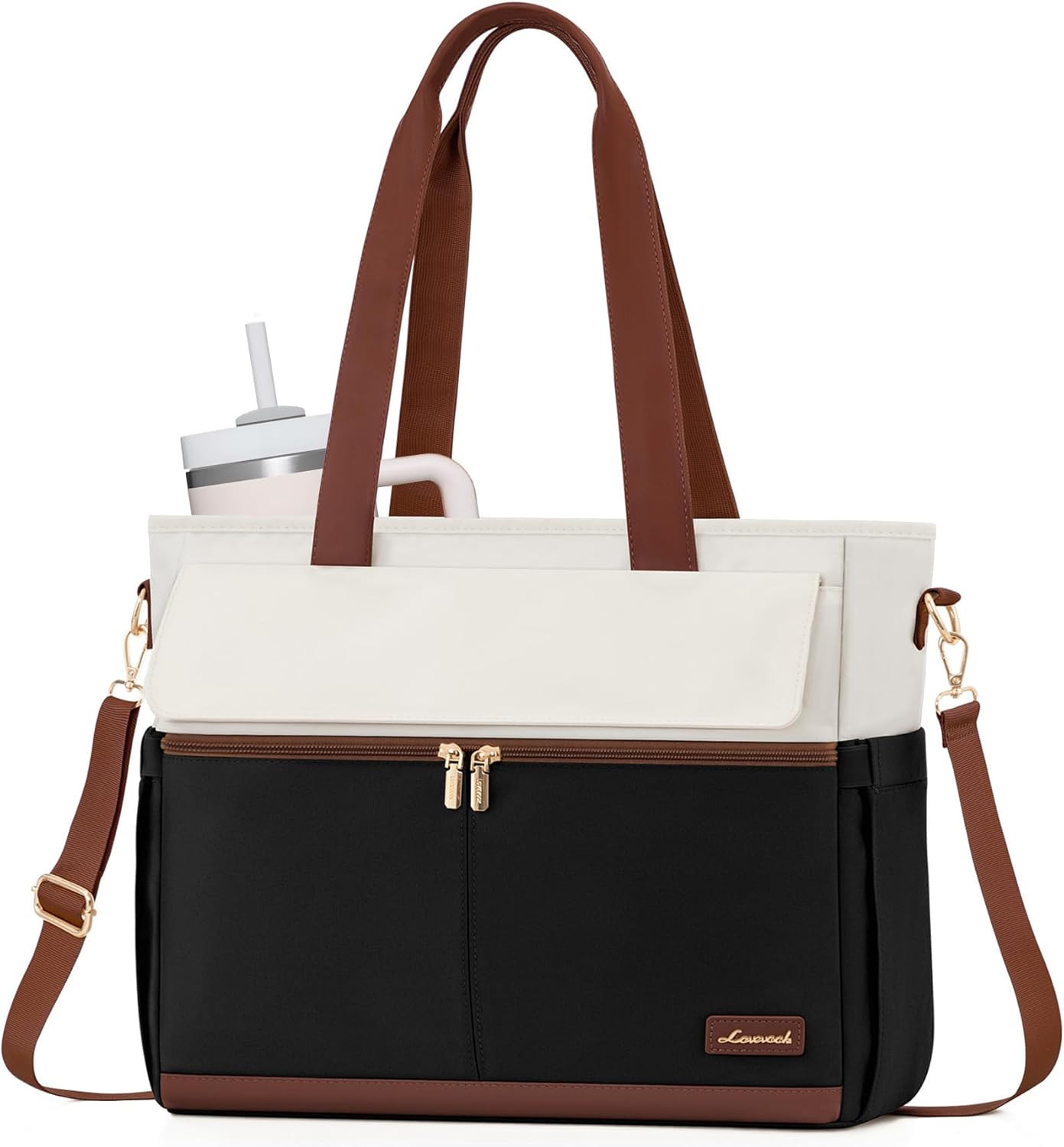 Laptop Bag for Women 15.6 Inch Canvas Laptop Large Capacity Work Bags Mutiple Po