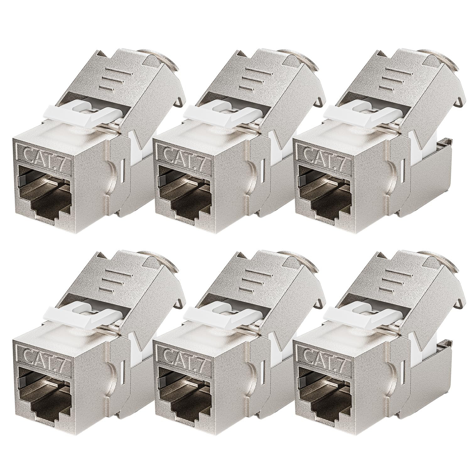 Cat 7 Cat 6A Shielded RJ45 Keystone Jack 6-Pack, 10G Ethernet Keystone Jack Tool