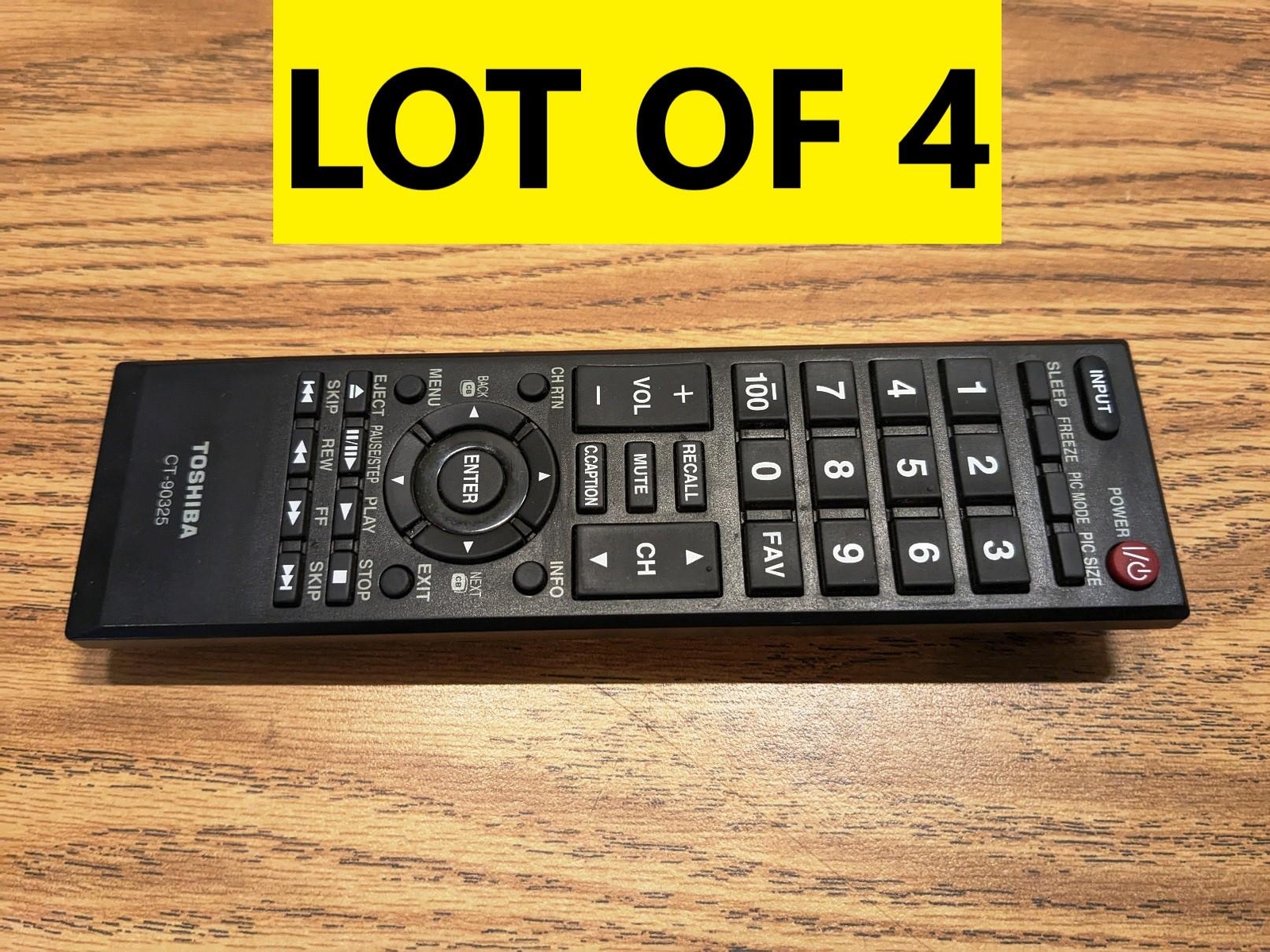 Lot of 4 - Toshiba 32C100U1 32" TV Genuine Toshiba Remote Control - CT-90325