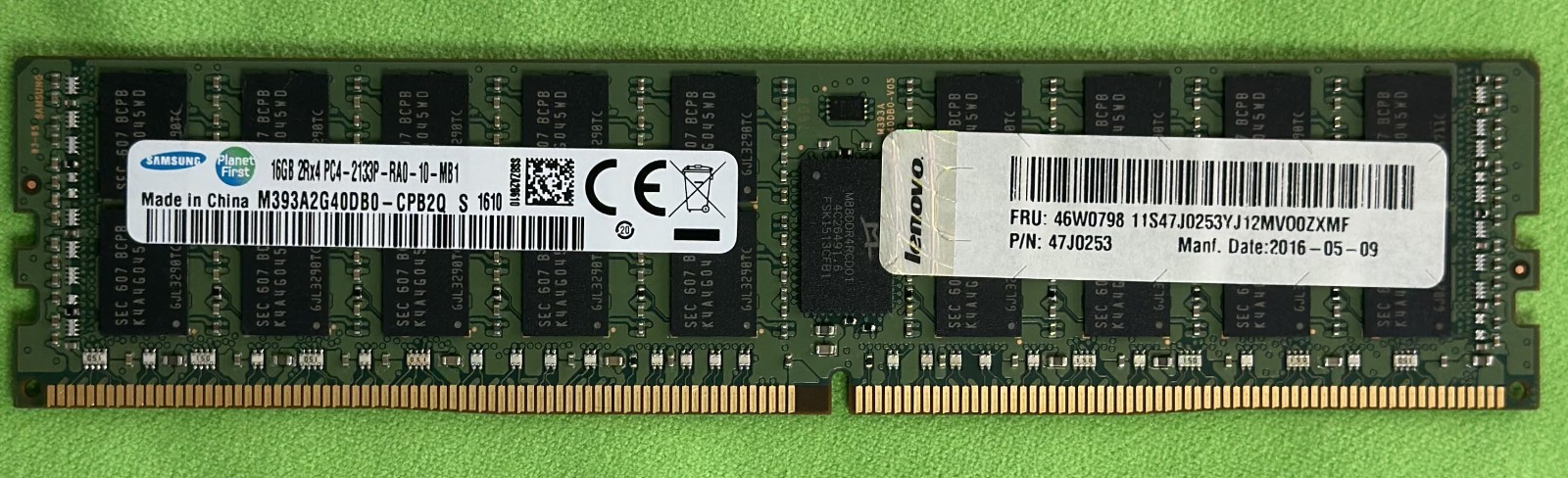 LENOVO 16GB DDR4-2133 ECC RDIMM SERVER RAM FRU 46W0798 P/N 47J0253 SAMSUNG