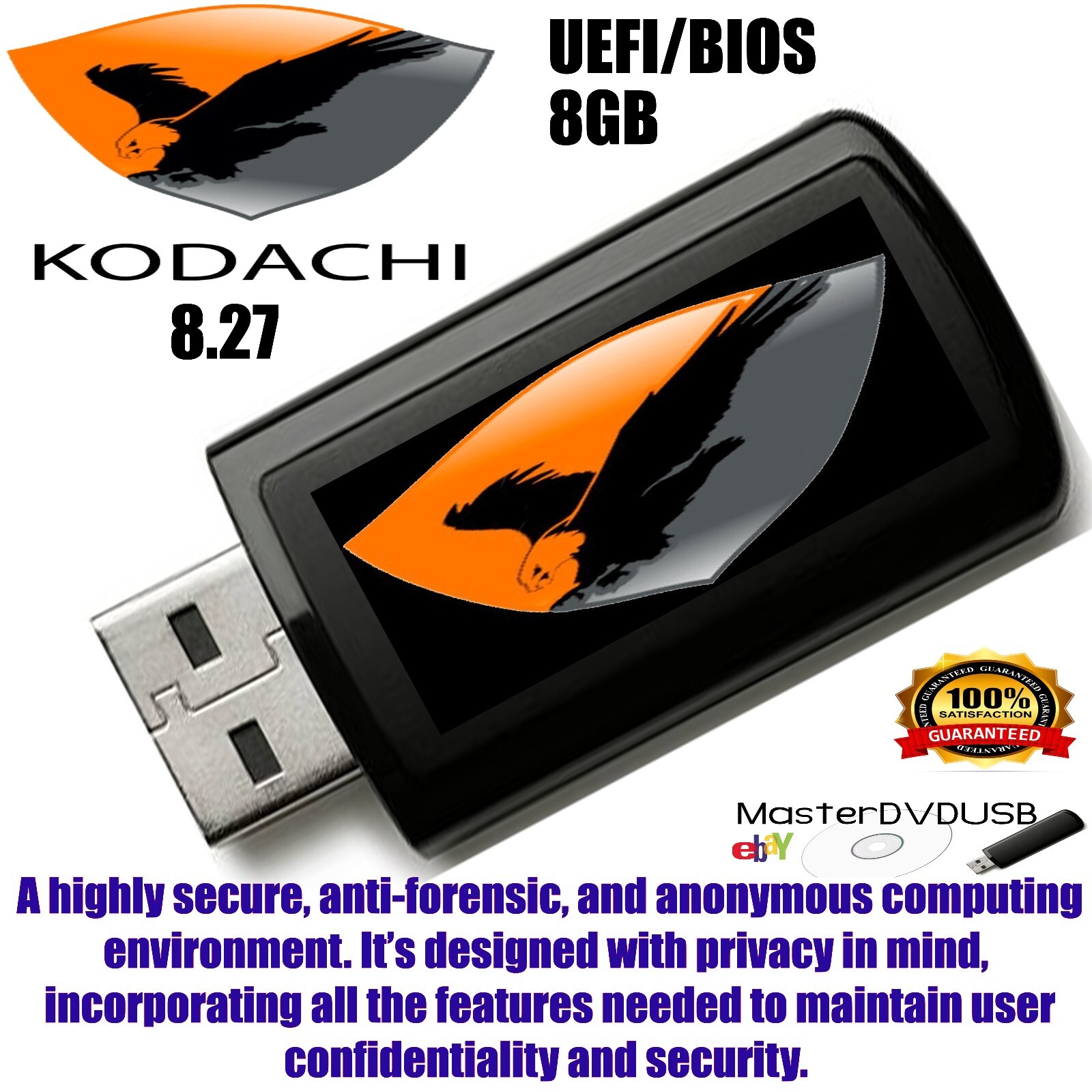 Kodachi Linux 8.27 Bootable USB Drive - 8GB UEFI/LEGACY Network Anonymously
