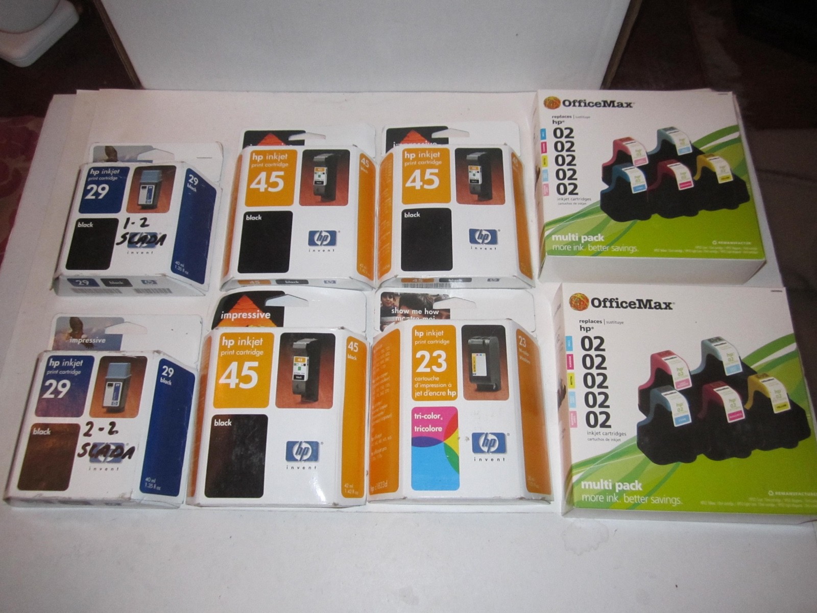 LARGE LOT OF BRAND NEW HP INKJET CARTRIDGES - 11 CARTRIDGES - NEW IN THE PACKAGE