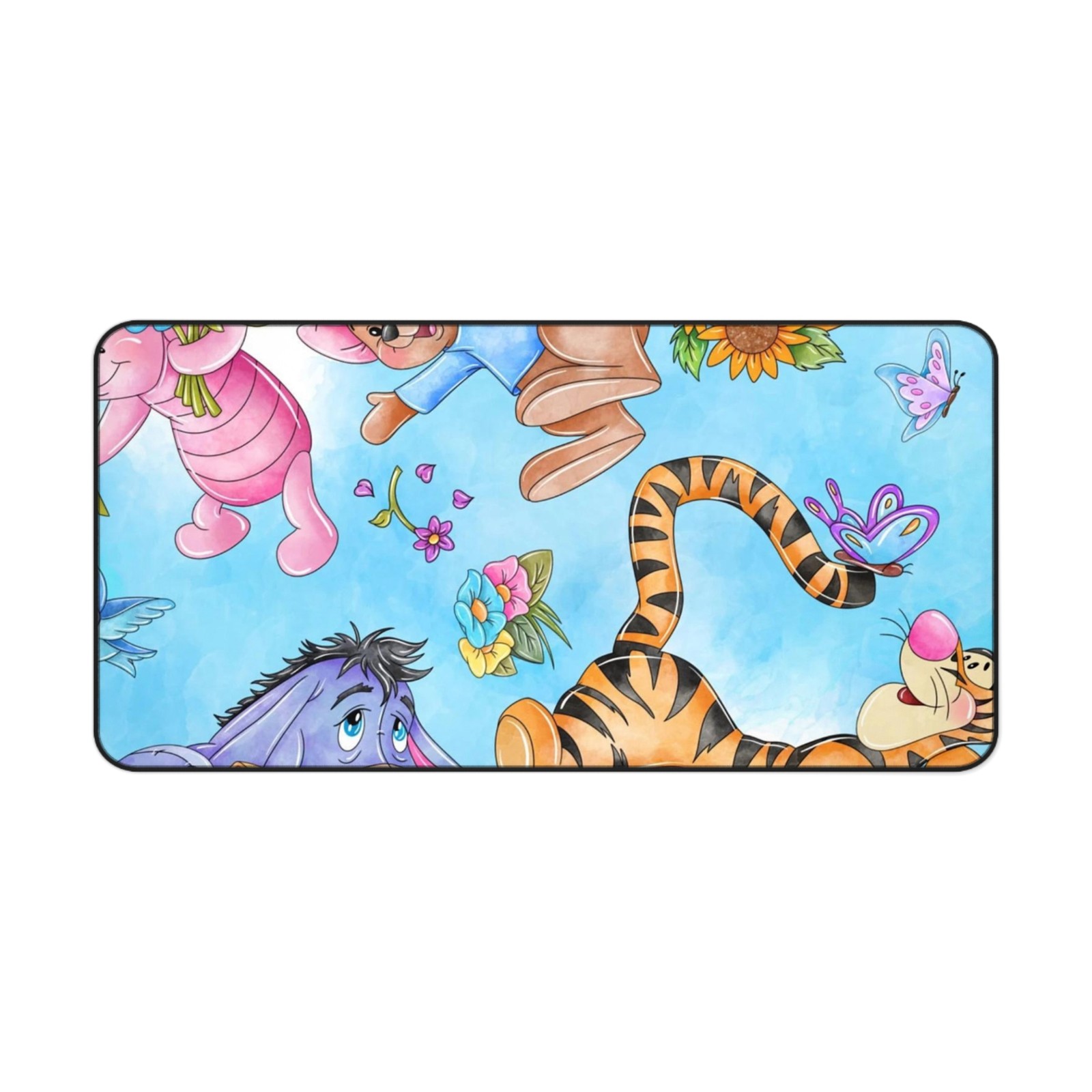 Whimsical Forest Friends Desk Mat | Cute Cartoon Animal Mouse Eeyore Tiger