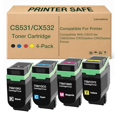 75M10K0 75M10C0 75M10M0 75M10Y0 Toner Cartridge for Lexmark CS531 CX532 Printers