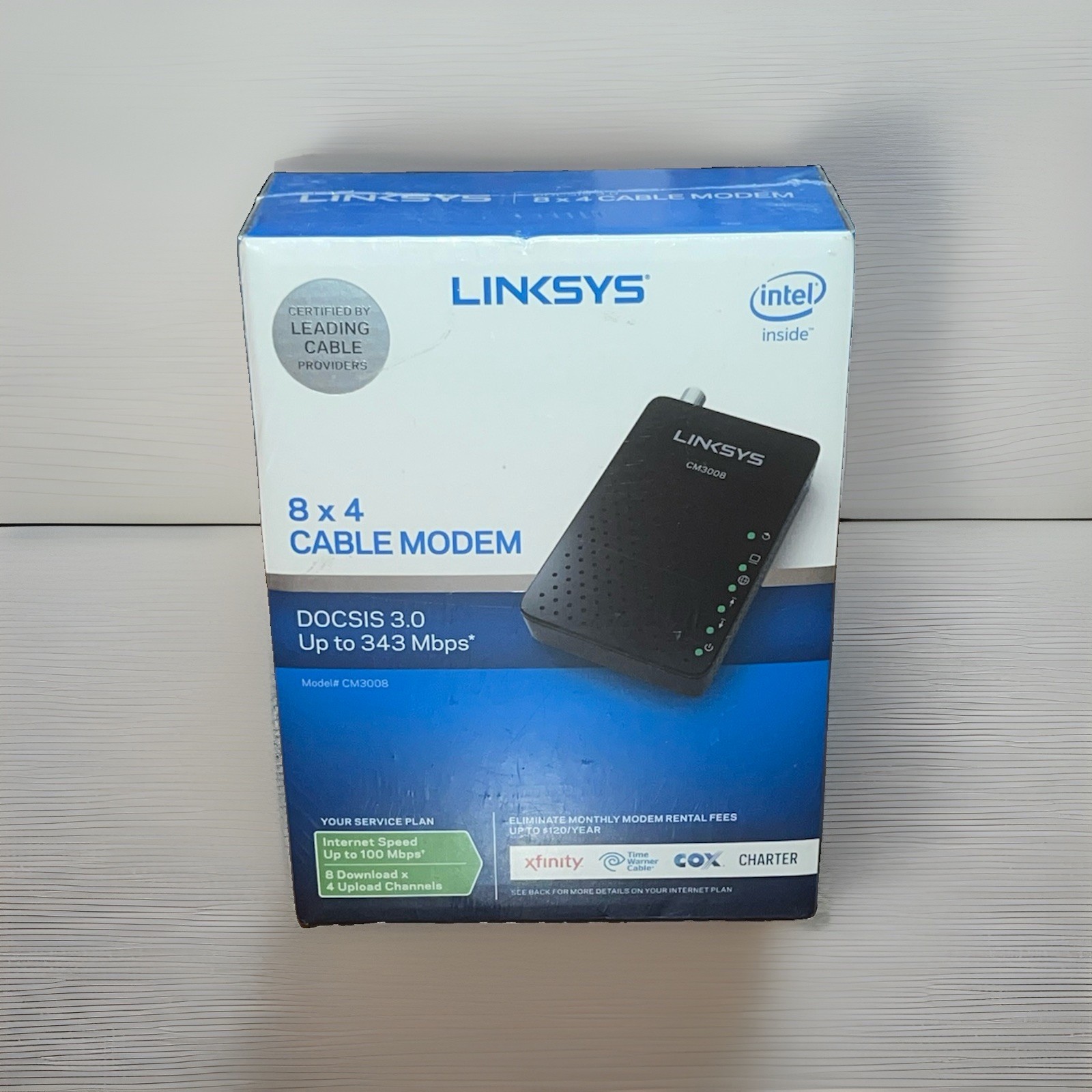 Linksys CM3008 DOCSIS 3.0 Up To 343 Mbps 8 x 4 Cable Modem New Factory Sealed