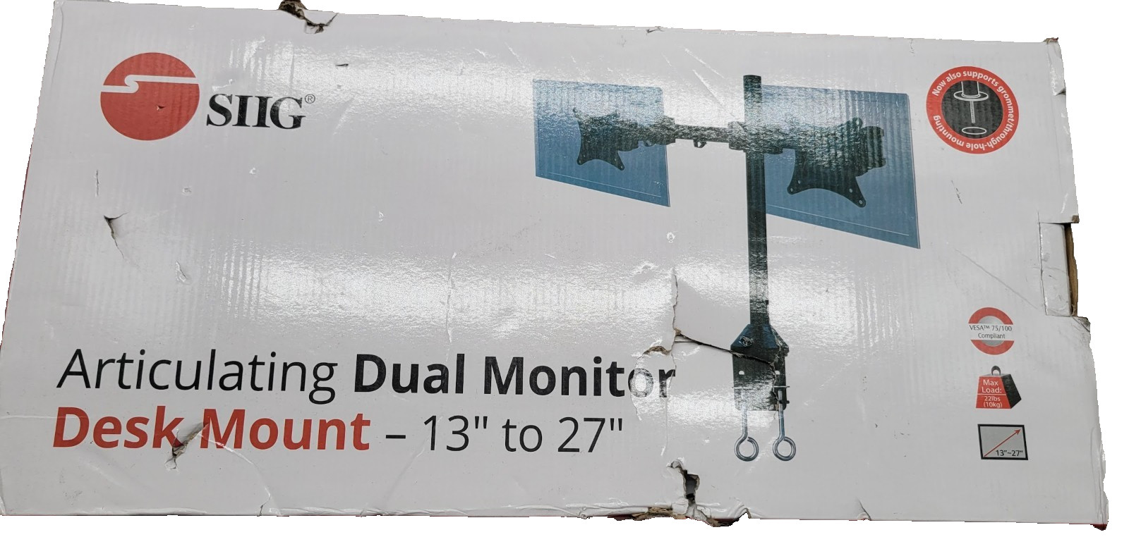 SIIG ARTICULATING DUAL MONITOR DESK MOUNT-13 TO 27