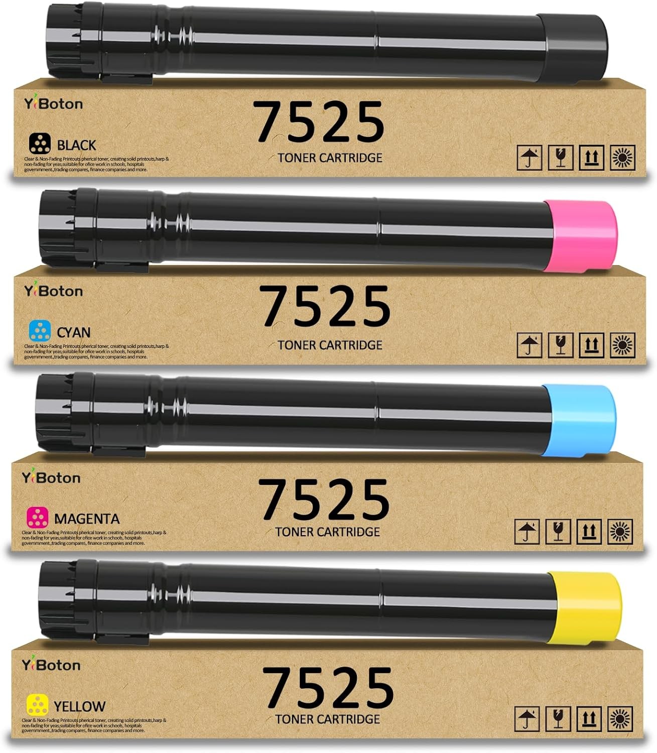 High Capacity 7525 Toner Cartridge 4-Pack BCMY with Smart Chip 006R01513 006R015