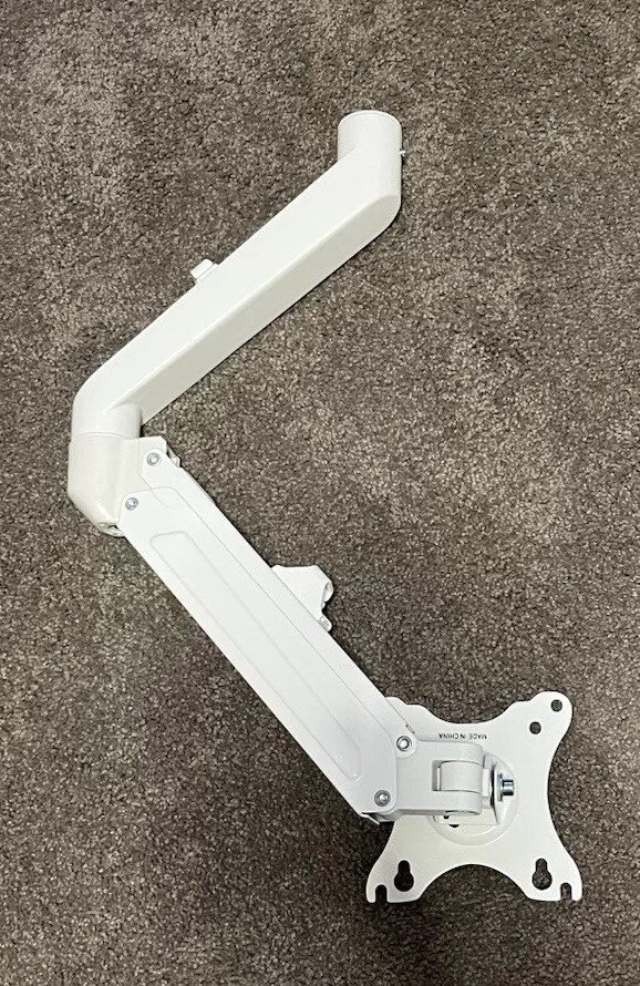 White VIVO Articulating Single 17 to 27 inch Clamp-on Desk Mount 
