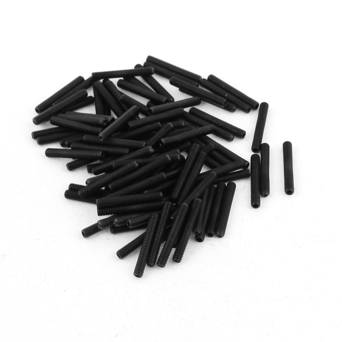 100Pcs Black M3 x 20mm Alloy Steel Hex Socket Set Grub Screws Headless Cup Point