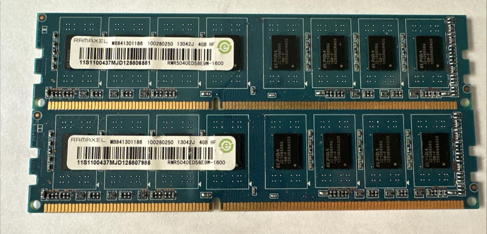 RAMAXEL 8GB (2 x 4GB) 2RX8 PC3-12800U Non-ECC RMR5040ED58E9W-1600