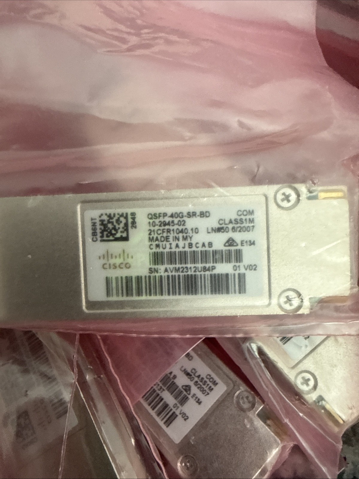 Genuine Cisco QSFP40GSRBD 40GBBASE QSFP Trans WHologram S42 G2U