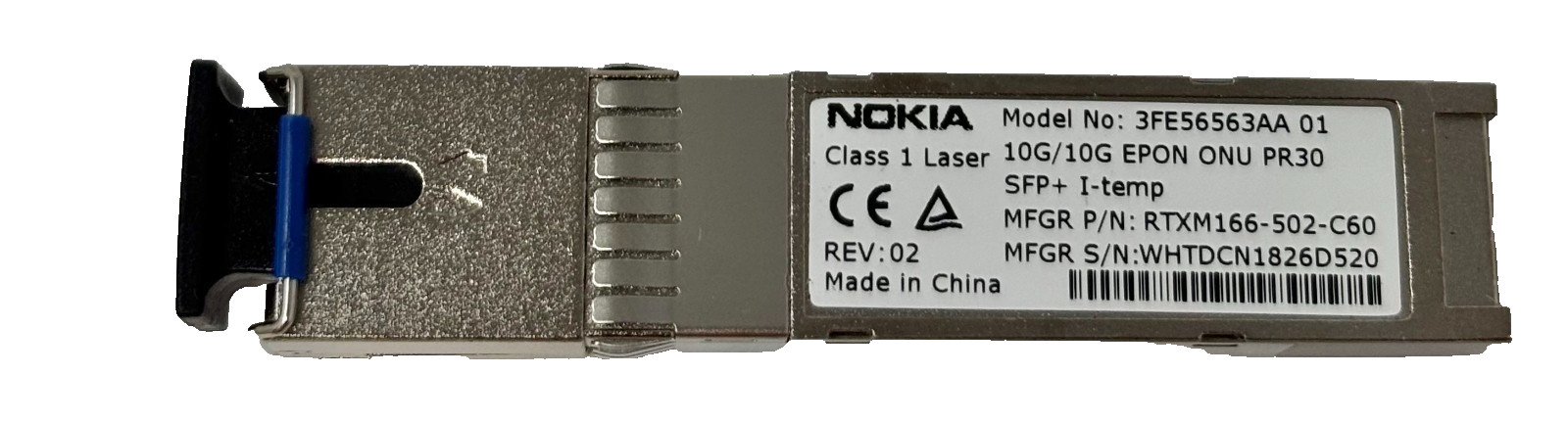 NEWNOKIA  3FE56563AA.01 10G/10G EPON ONU PR30 SFP+ I-temp Optical Transceiver .