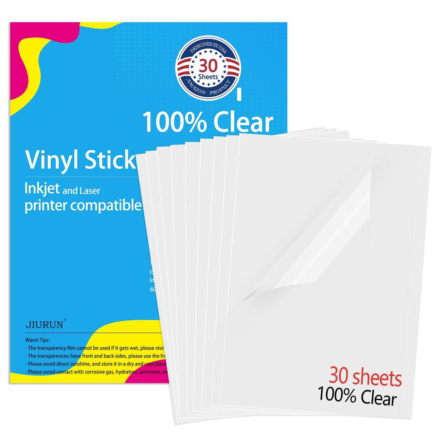 Premium Printable Vinyl Sticker Paper for Inkjet & Laser Printer, 100%