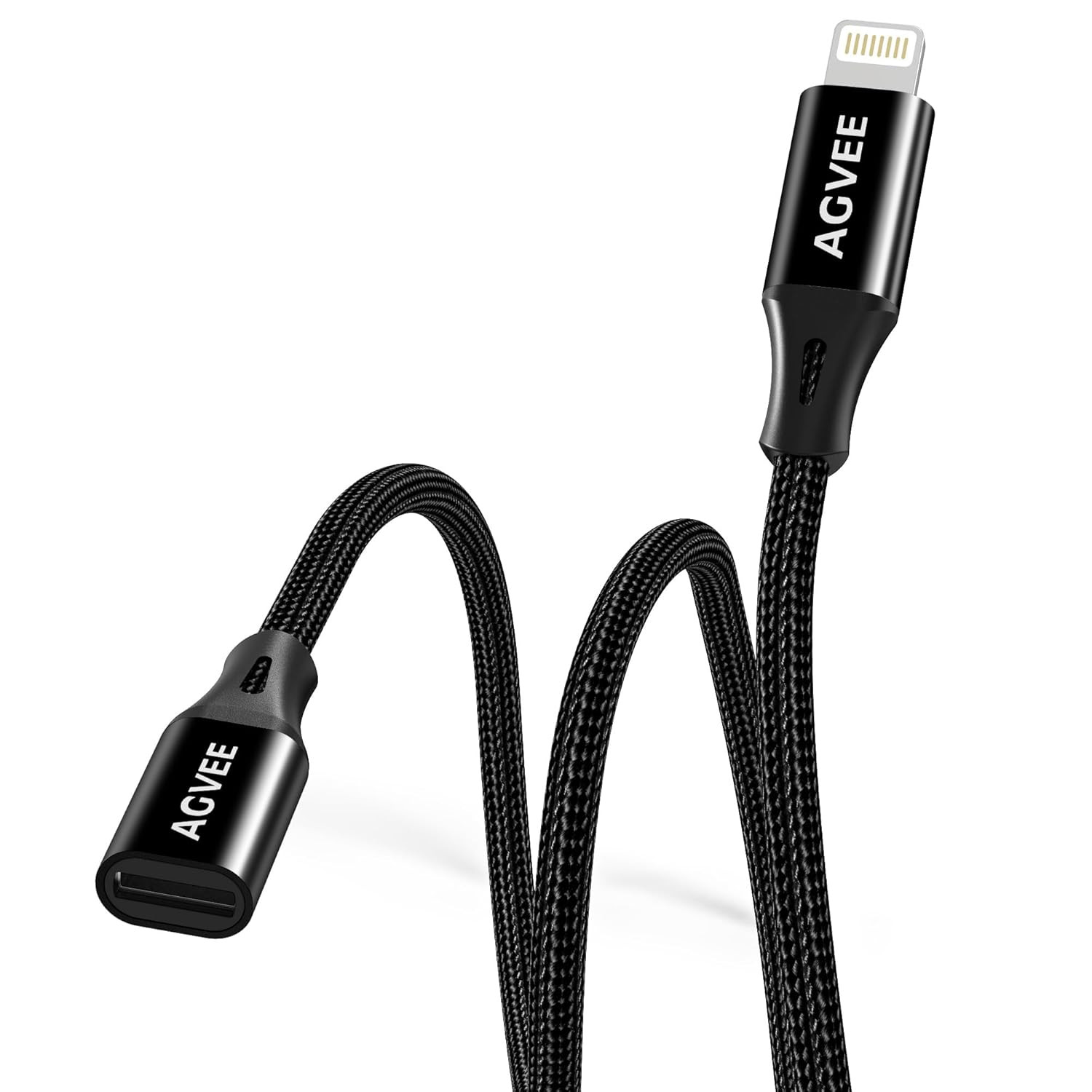 2 Pack 4 Inch Lightning Extension Cable, Braided Female to Male Extender