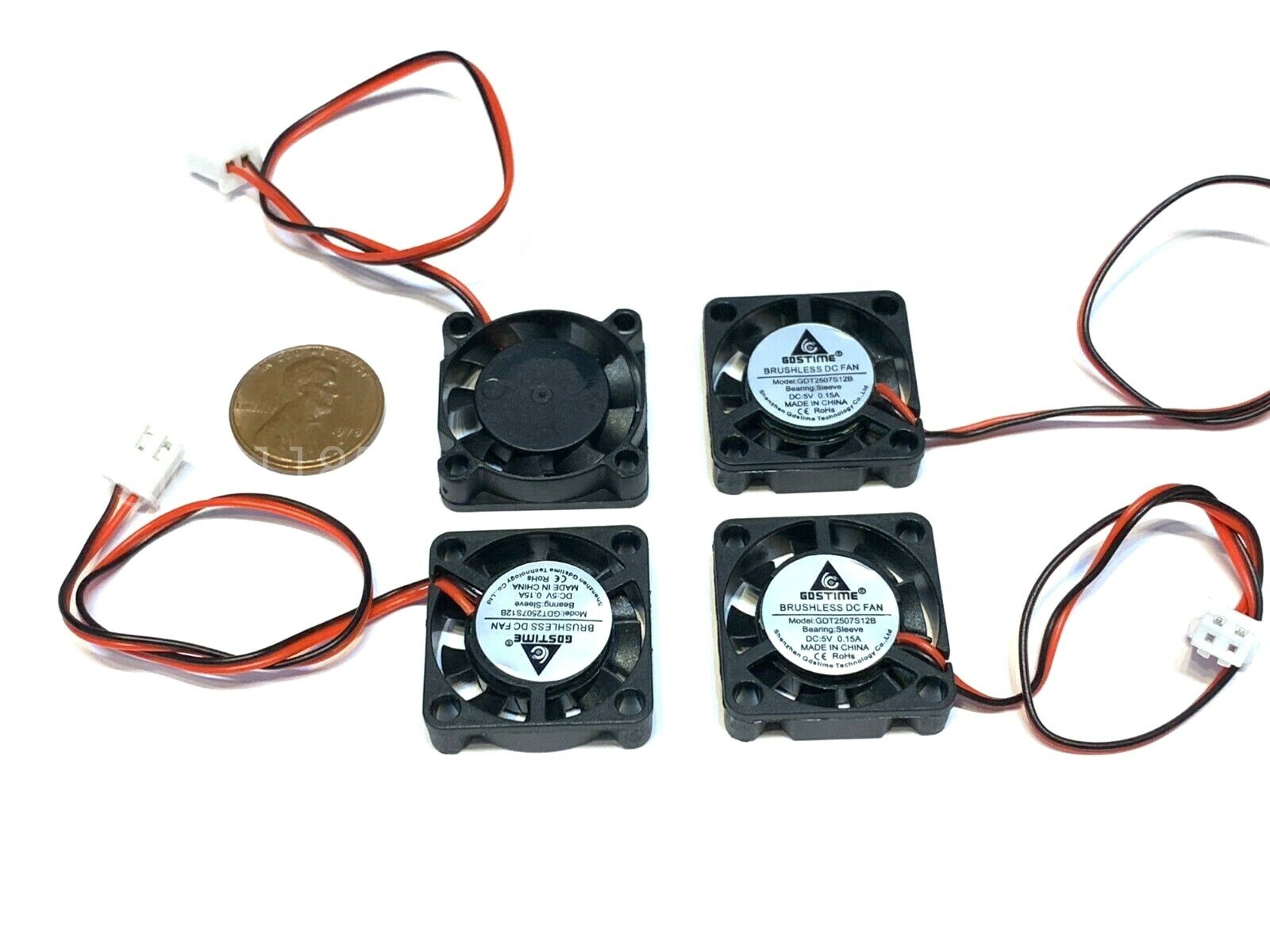4 Pieces 5v Fan mini 25mm x 7mm 2pin 2507 dc mini micro brushless cooling