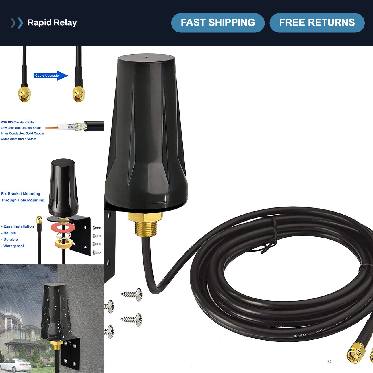 4G LTE 5dBi SMA Antenna for Trail Camera & Router - High Gain Signal Booster